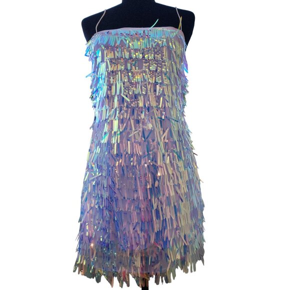 Holiday Beaded Fringes Luxury Designer Runway Cocktail Evening Party Prom Dress - Picture 12 of 16